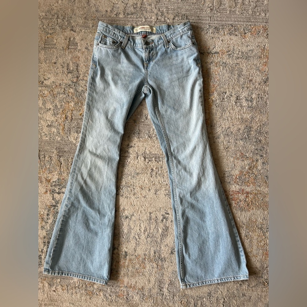 Massimo, low rise, flare, vintage, Y2K trendy, cotton light blue jeans, size 5‌ - Picture 2 of 13